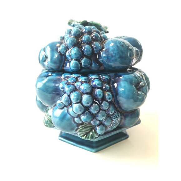 Vintage Inarco Mood Indigo Blue Cookie Jar with Lid | Canistar | 1960s | Footed - Picture 6 of 10